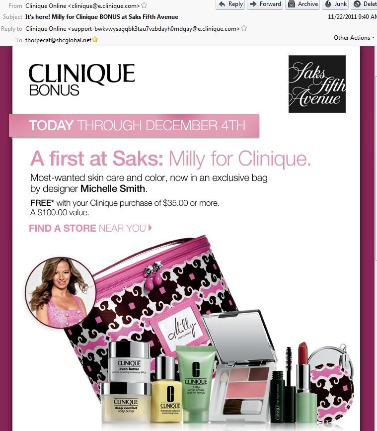 Localized offer example from Clinique