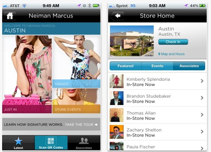 Localized mobile content example from Neiman Marcus