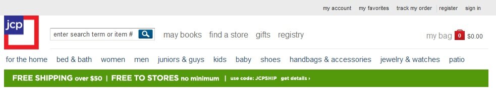 Global site header example from JCP