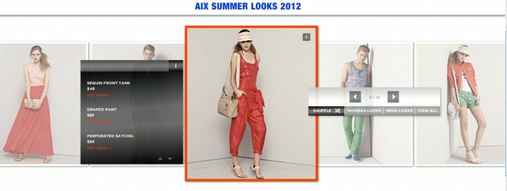 Tablet-friendly design example from Armani Exchange