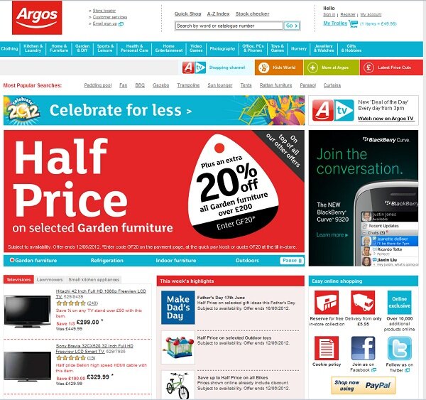 Alternative payment example from Argos