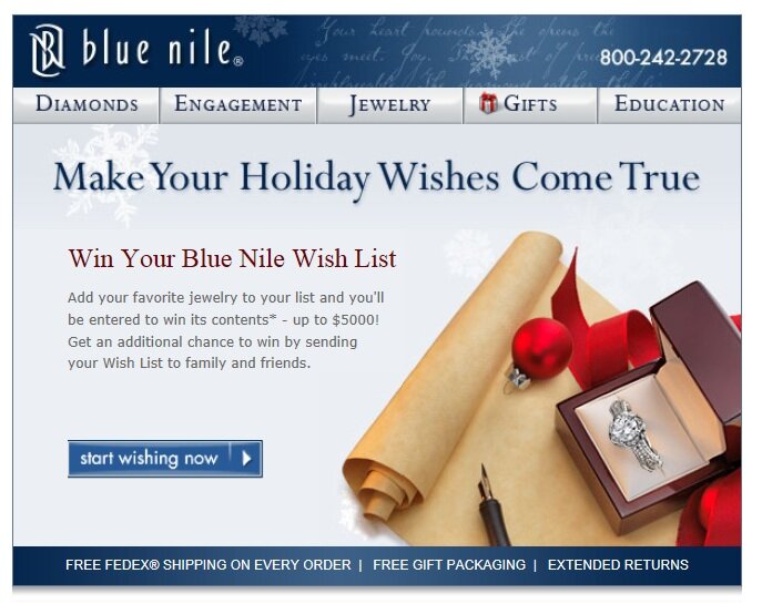 Wish list example from Blue Nile