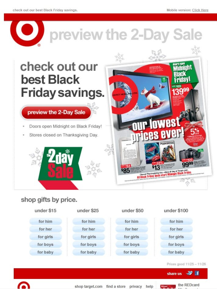 2011 Black Friday example from Target