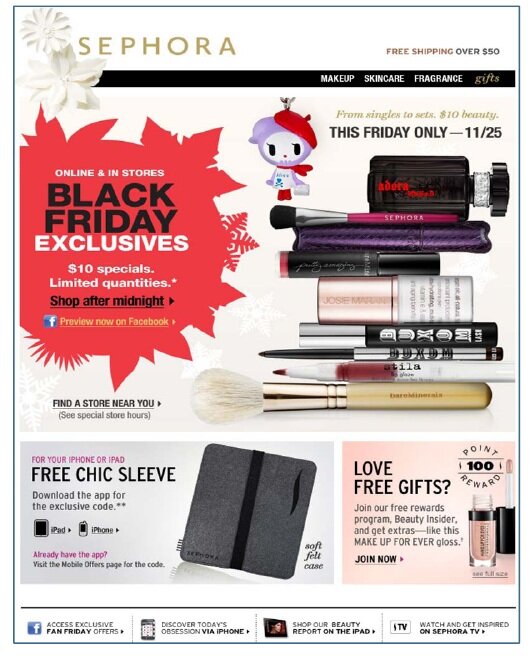 Black Friday example from Sephora