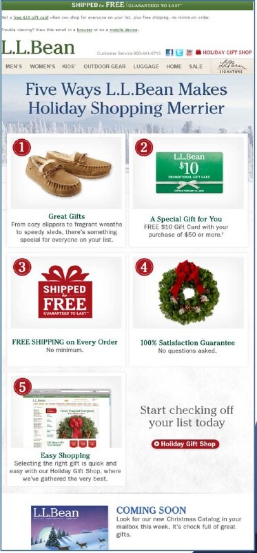 Holiday example from L.L. Bean