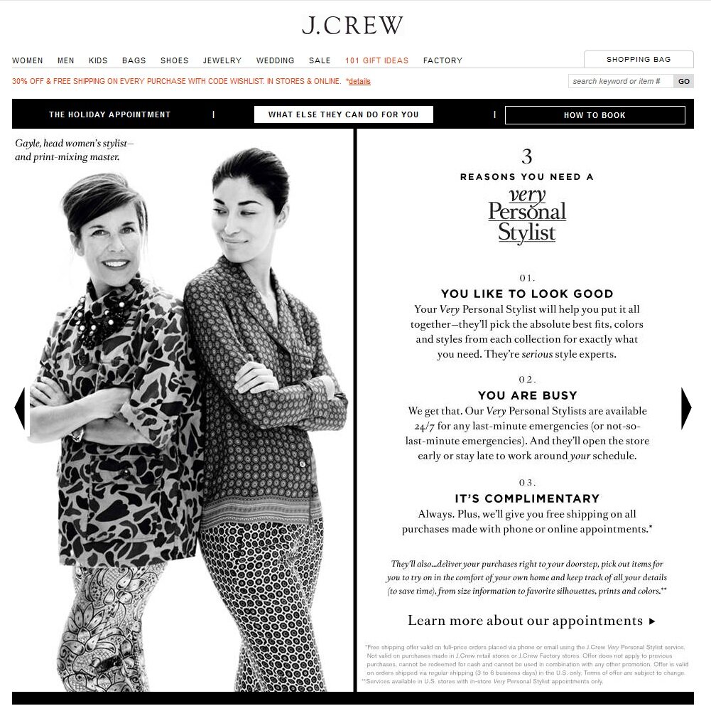 Holiday example from J. Crew