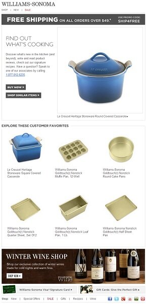 Email example from Williams-Sonoma