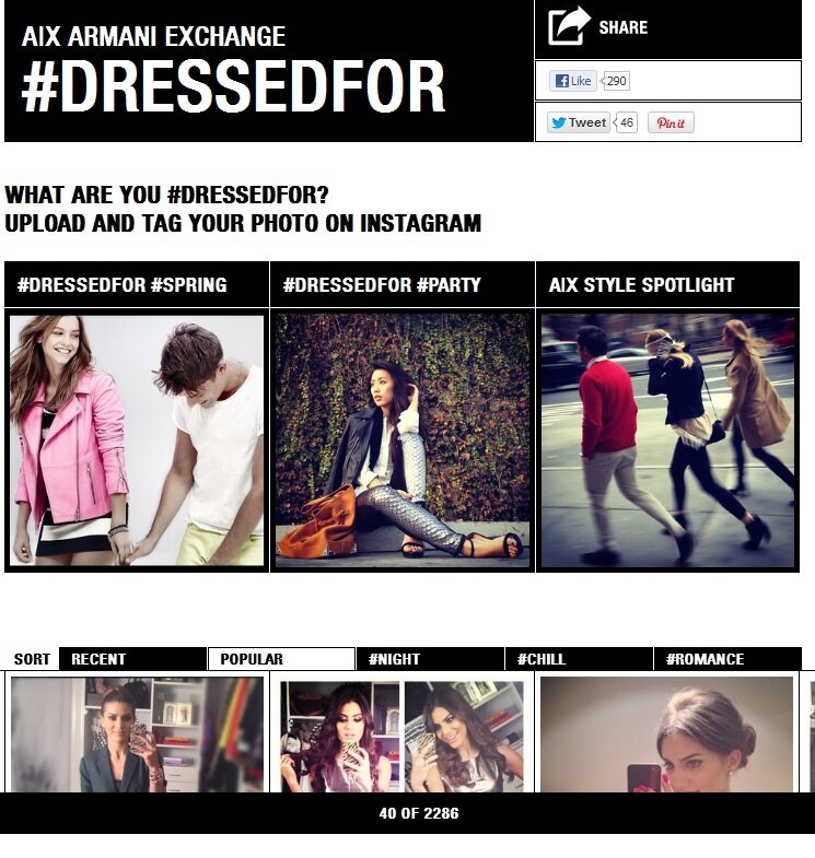 Social imagery example from Armani Exchange