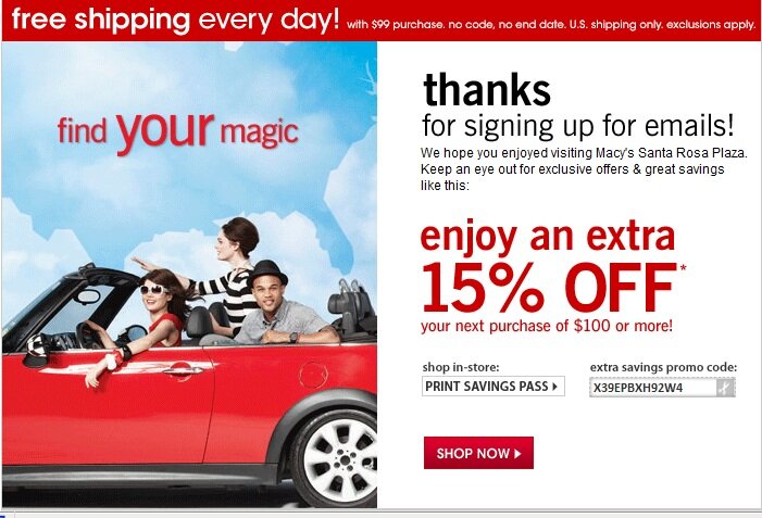 E-receipt example from macy's