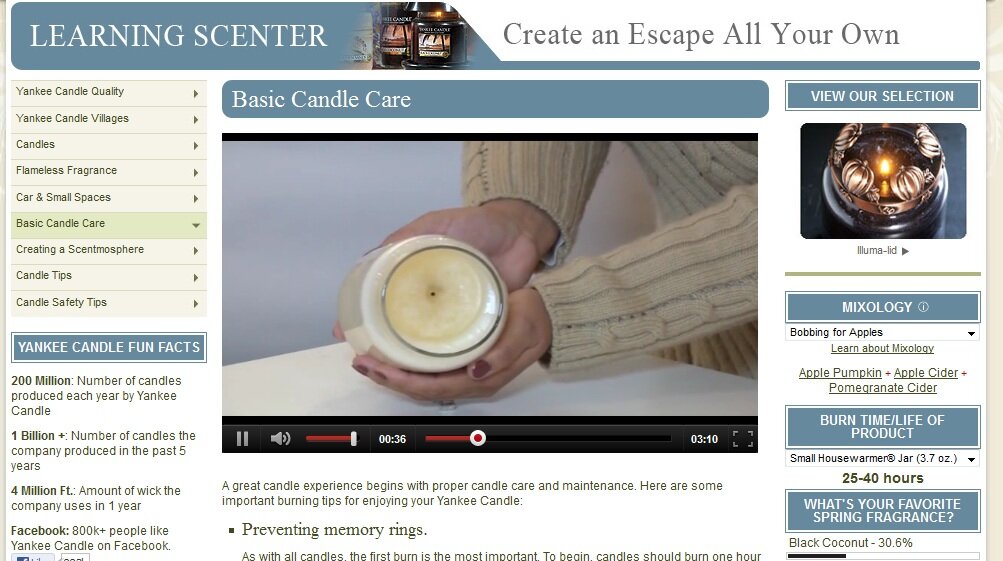 Video example from Yankee Candle