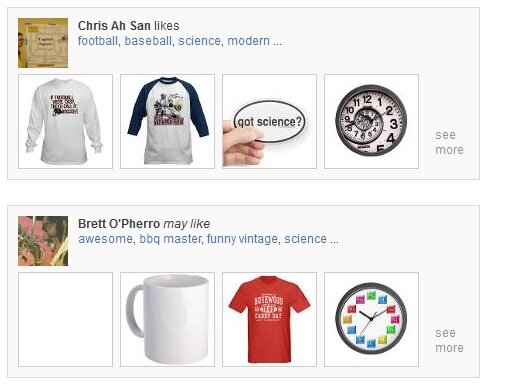 Social integration example from Cafepress