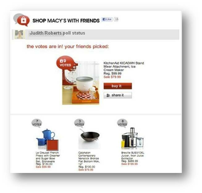 Social shopping example from Macy's