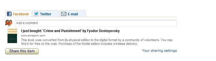 Social sharing example from Amazon