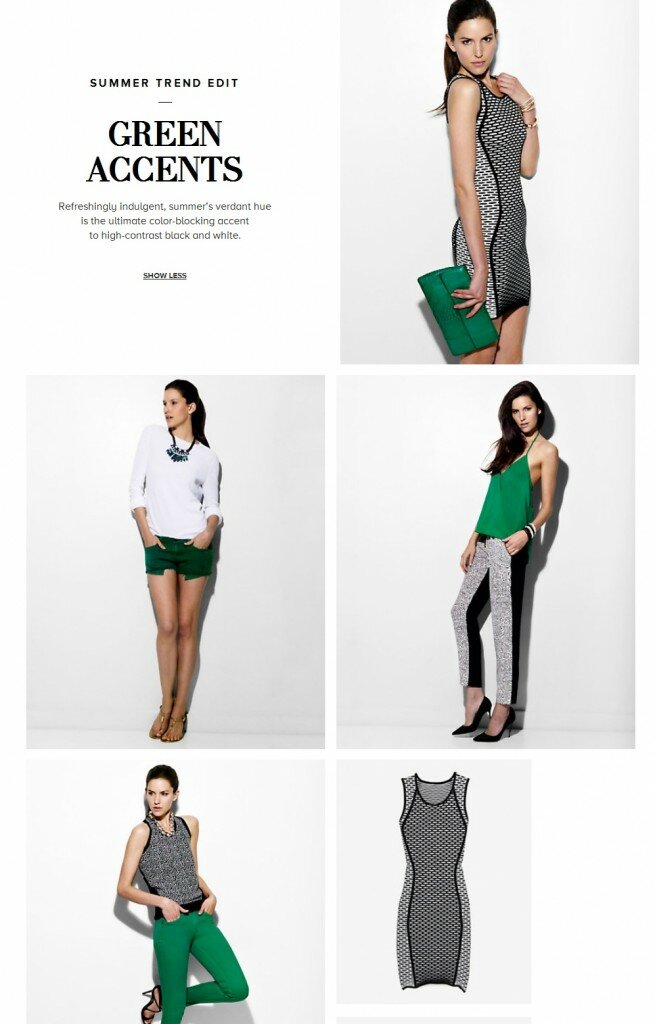 Content and shopping example from Intermix