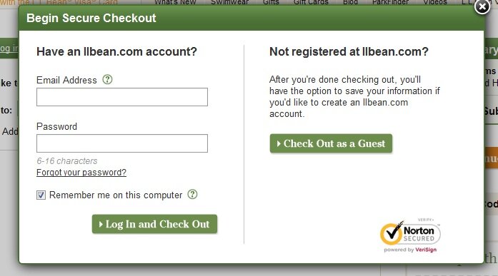 Checkout example from L.L. Bean