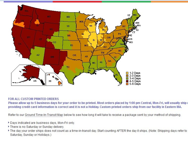 Delivery timeline example from Party City