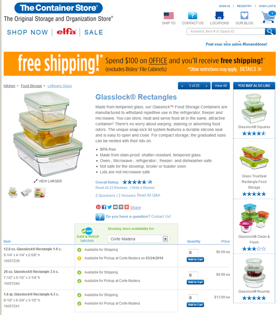 Container Store Click & Pickup