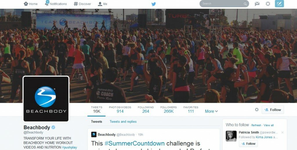 Twitter example from Beachbody